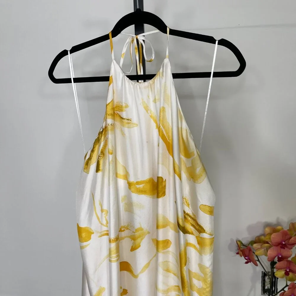 NWT Cult Gaia Womens Yellow Multicolor Chelsea Floral Silk Midi Dress Size M - Picture 5 of 14